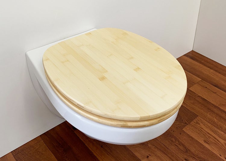 ADOB WC Sitz Bambus hell (natur), umweltfreundlich, warm, rostfreie verstellbare Edelstahlscharniere, universalpassend