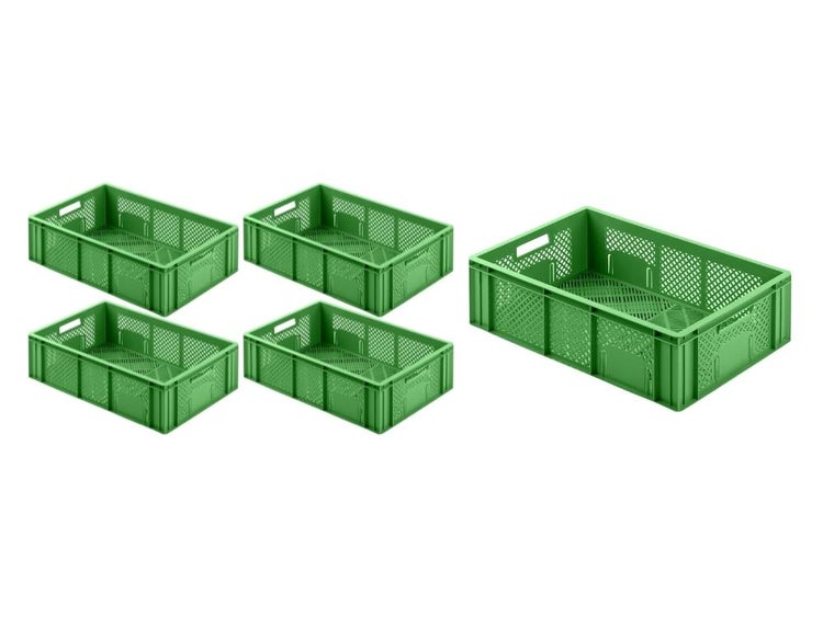 PROREGAL SuperSparSet 5 x Eurobehälter Obst- und Gemüsekasten HxBxT 17,1 x 40 x 60 cm 33 Liter Grün Obst-Gemüsekiste Obstkorb Transportbox