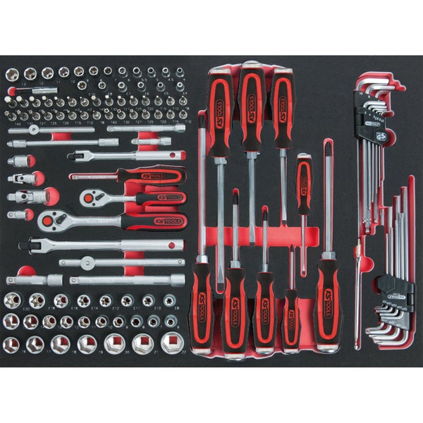 KS Tools Werkzeugsortiment im Koffer mit Schraubenschlüsseln, Schraubendrehern, Steckschlüsseln und Bits