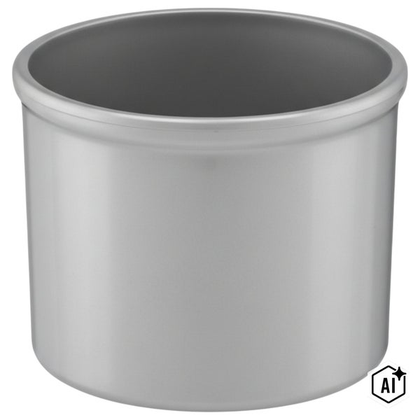 Zylindrischer silberfarbener Innenbehälter aus Metall.