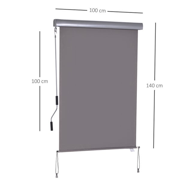 Outsunny Senkrechtmarkise, Vertikalmarkise mit Handkurbel, 140 x 100 cm, Polyesterstoff+Aluminium, Grau