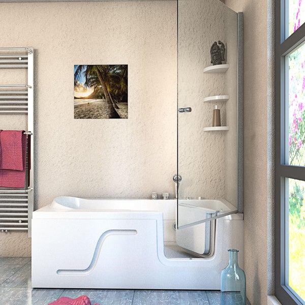Duschkabine Whirlpool Seniorenwanne mit Tür S17D-EH-WP-L 150x75 cm