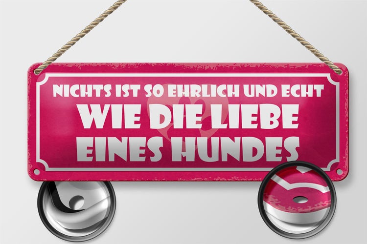 Blechschild Spruch 27x10cm Liebe eines Hundes ehrlich echt Dekoration