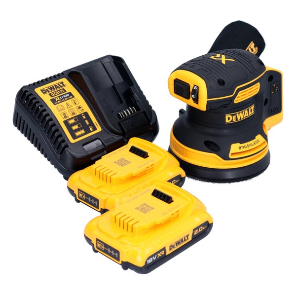 DeWalt Akku Exzenterschleifer Set mit zwei Akkus und Ladegerät