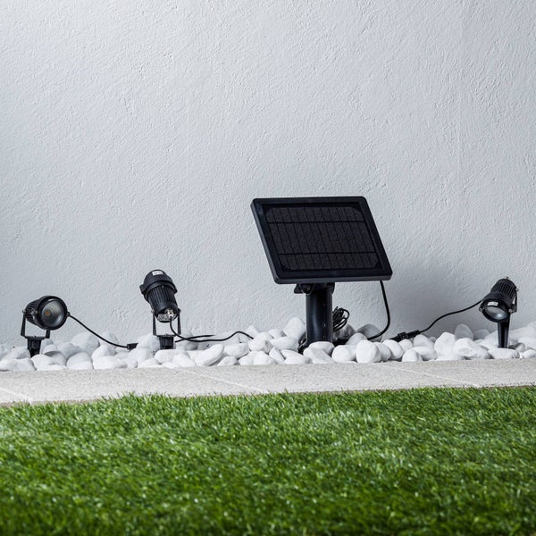 Lindby 3er Set LED Solarleuchten Malida (spritzwassergeschützt (Modern) in Schwarz aus Aluminium (3 flammig, ) - Solarlampe Solarleuchte Garten