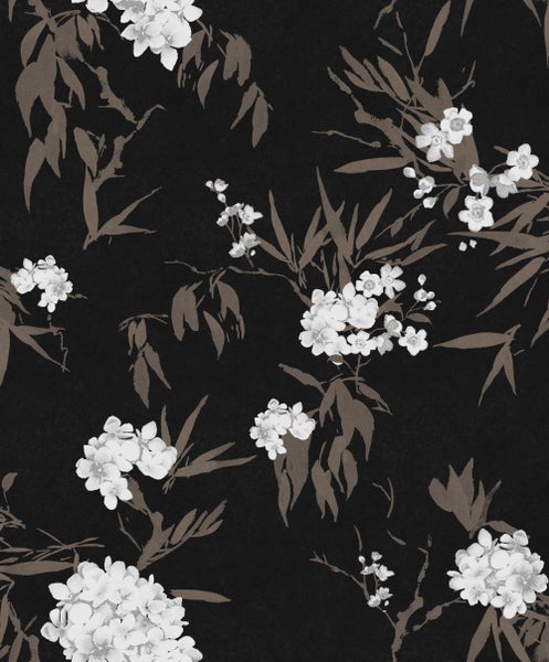 Masureel Tapete Blumen Schwarz - 53 cm x 10.05 m - 631950