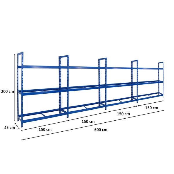 PROREGAL Mega Deal 4x Reifenregal Tiger XL HxBxT 200 x 150 x 45 cm Bis Zu 72 Reifen Blau