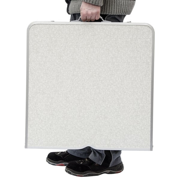 AMANKA klappbarer stabiler Campingtisch 120x60x70cm höhenverstellbar tragbar Kofferformat Aluminium Hell Grau