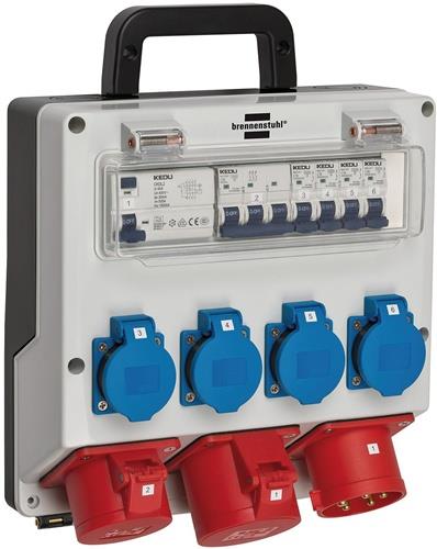 Brennenstuhl Stromverteiler mit Tragegriff, Sicherungen und Steckdosen