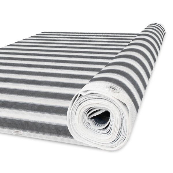 FLOORDIREKT Balkonsichtschutz - Grau-Weiß gestreift - Witterungsbeständig - 90 x 500 cm