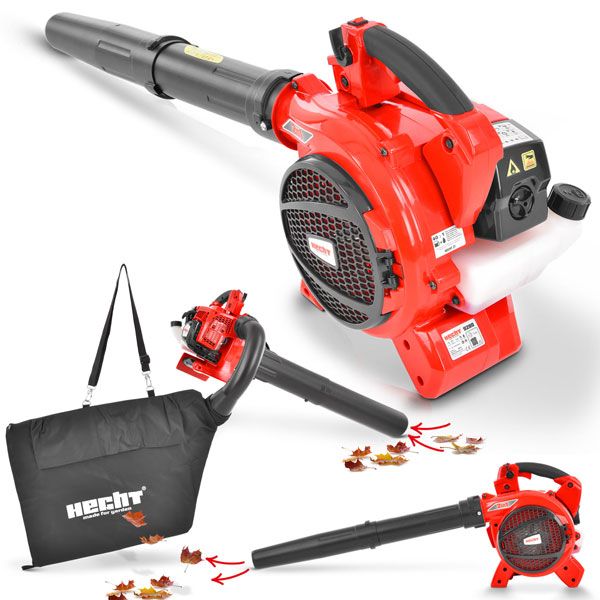 Hecht Laubsauger und Laubbläser mit Fangsack und Blätter Illustration