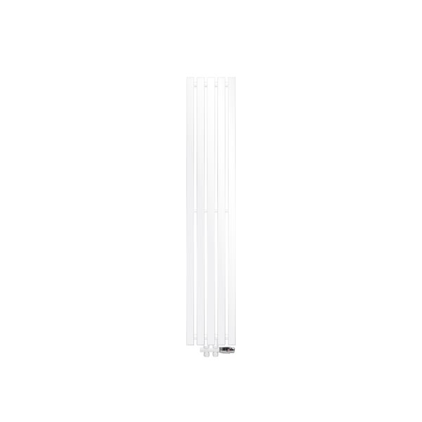 ECD Germany Design Paneelheizkörper Stella Mittelanschluss 260 x 1400 mm Weiß mit Anschlussgarnitur inkl. Thermostat Durchgang Boden, Flach Einlagig Vertikal, Heizkörper Badheizkörper Bad Heizung