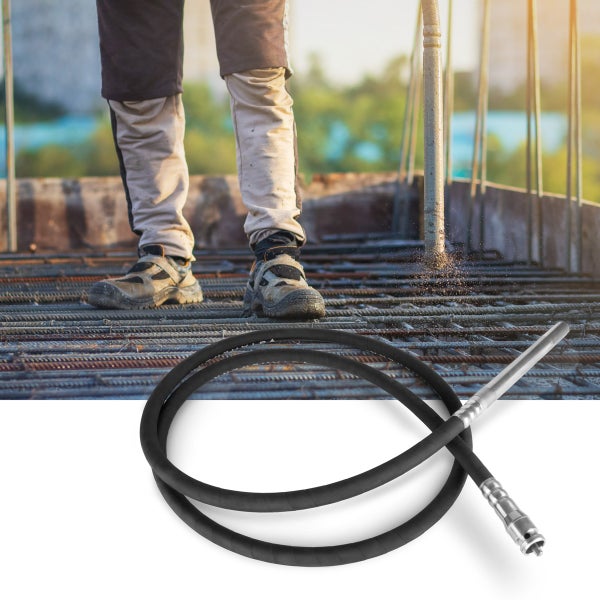 Betonrüttler mit Mann bei Betonarbeiten