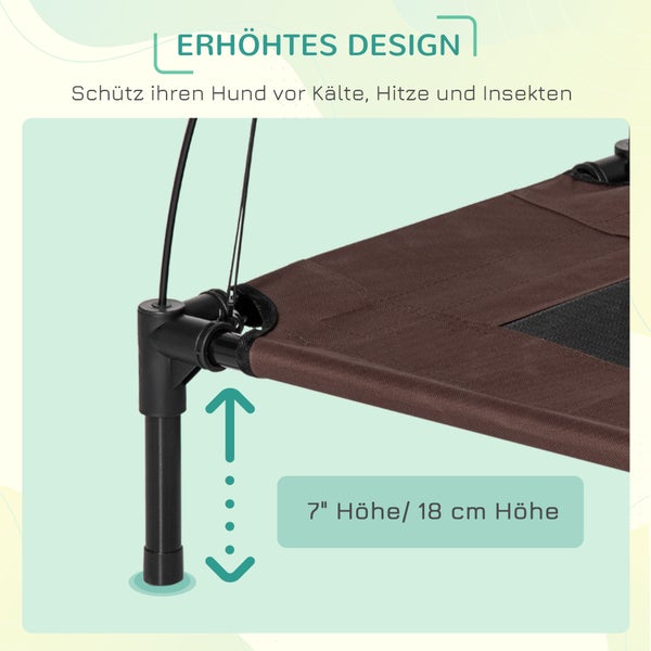 PawHut Hundebett, L61 x B46 x H62 cm, Metall, Oxford, Netzstoff, Taftstoff, Kaffee+Schwarz