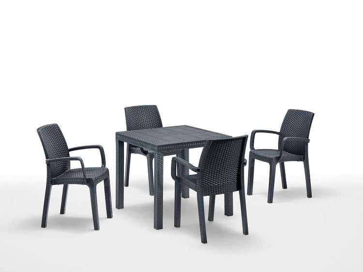 BICA Diningset 5 tlg. Verona, 4 Stühle und kleiner Tisch Dallas, Anthrazit