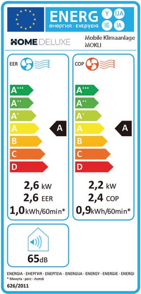 Home Deluxe - Mobile Klimaanlage MOKLI XL - 9000 BTU/h (2.600 Watt) - Mobiles Klimagerät mit 5in1 System: kühlen, heizen, entfeuchten, lüften, Schlafmodus - inkl. Fensterabdichtung
