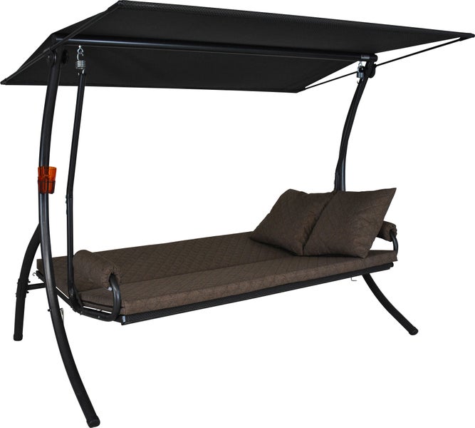 ANGERER Hollywoodschaukel Elegance Joy – Schaukel zum Sitzen, Liegen & Entspannen, 210 x 145 x 160 cm, inkl. Bett-Funktion, einfache Montage, Made in Germany, hochwertiger Stoff, taupe