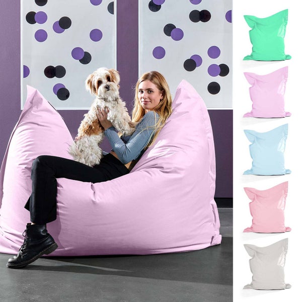 Green Bean Outdoor Sitzsack XXL 140x180cm 380 Liter Kinder & Erwachsene Bean Bag EPS Perlen Füllung Riesensitzsack Groß Liegekissen Waschbar Wetterfest Lounge Sitzkissen Bodenkissen Pastell Flieder