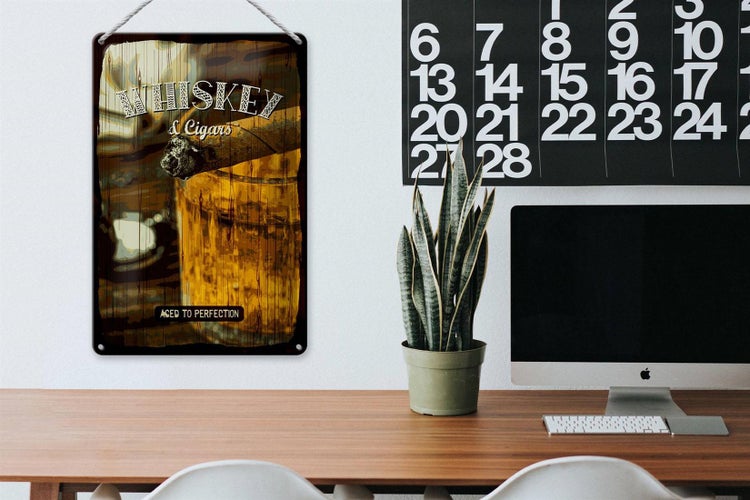 Blechschild Spruch Whiskey & Cigars aced to perfection 20x30cm