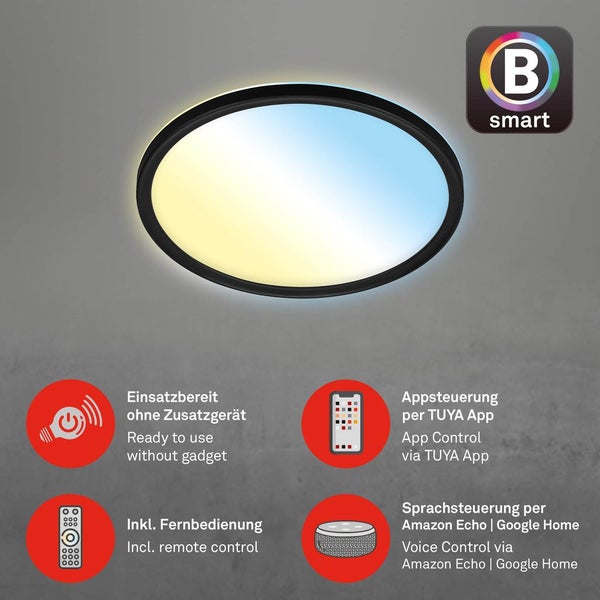 LED Panel Smart WiFi Bluetooth dimmbar CCT 18W schwarz Kunststoff Briloner