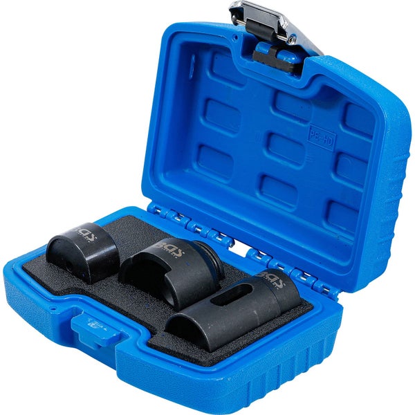 Werkzeugsatz mit verschiedenen Aufsätzen in einem blauen Kunststoffkoffer