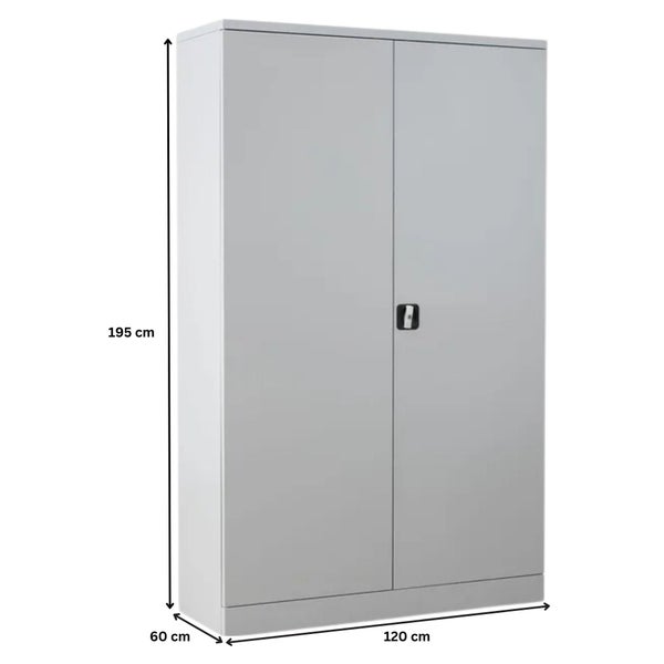 PROREGAL Stahlschrank Bee 5 Fachböden HxBxT 195 x 120 x 60 cm Pulverbeschichtetes & Verstärktes Fachbodenmaterial Grau & Grau