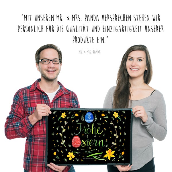 Mr. & Mrs. Panda 50 x 75 cm Fußmatte Ostern Frohe Ostern - Schwarz