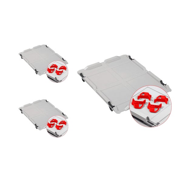 PROREGAL Spar Set 3x Eurobox Nextgen Economy Mit Auflagedeckel & 4x Schiebeschnappverschlüsse Rot Griffe Geschlossen HxBxT 32 x 40 x 60 cm 65 Liter