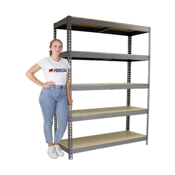 PROREGAL Schwerlastregal Big Wood Yeti Five HxBxT 200 x 120 x 45 cm Fachlast 400 kg Grau