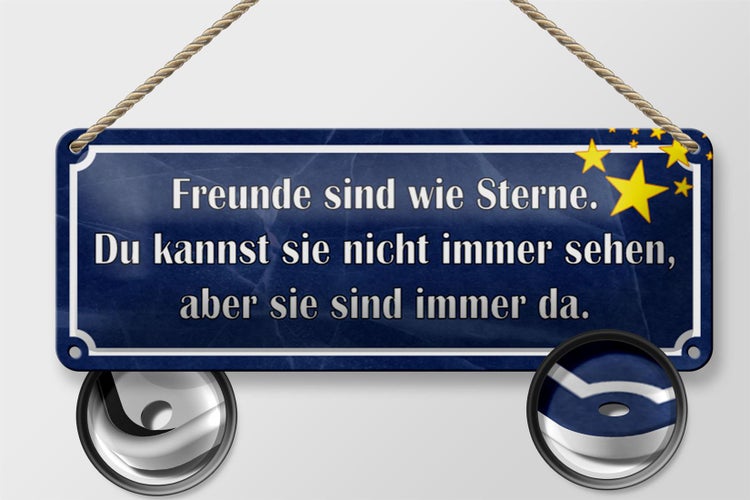 Blechschild Spruch 27x10cm Freunde wie Sterne sind immer da Dekoration