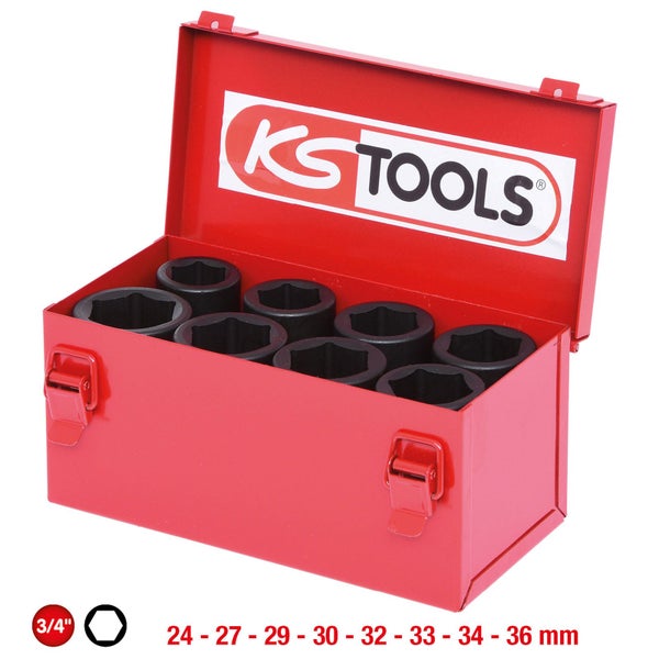 KS TOOLS 3/4 Sechskant-Kraft-Stecknuss-Satz 8tlg. lang - 515.0510