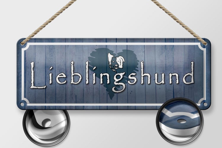 Blechschild Spruch 27x10cm Lieblingshund Herz Hund Dekoration