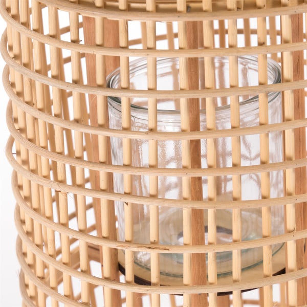 Laterne Iva 50 Bambus, mit Windlicht-Glaseinsatz naturfarben