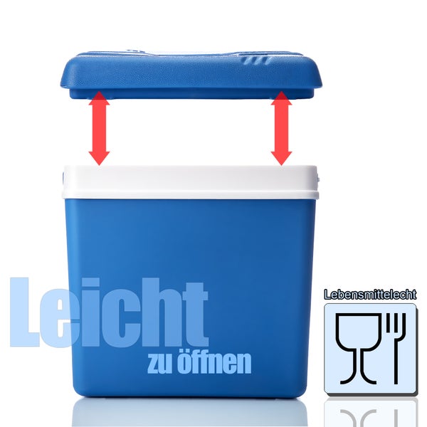 BigDean Kühlbox 24 Liter blau/weiß - Isolierbox mit bis zu 11 Std. Kühlung - Thermobox aus Kunststoff - Outdoor Kühltasche für Camping, Grillen, Picknick & Garten
