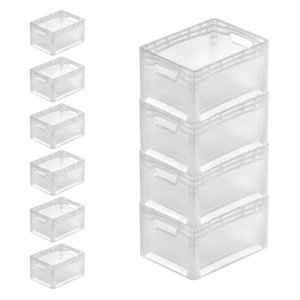 PROREGAL SuperSparSet 10x Transparenter Eurobehälter LightLine mit Offenem Griff und Auflagedeckel HxBxT 22 x 30 x 40 cm 24 Liter Eurobox