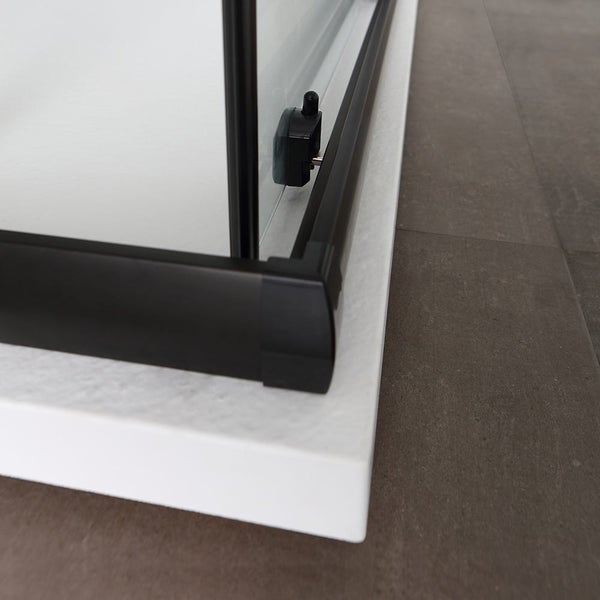 Duschkabine 70x90 cm, Höhe 190 cm, mit schwarzem, mattem Profil und transparentem Glas | City
