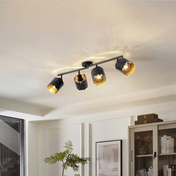 Lindby Deckenlampe Aralena (Modern) in Schwarz aus Metall (4 flammig, E27) - Deckenleuchte Lampe Wohnzimmerleuchte