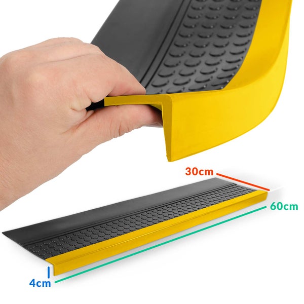 Stufenmatte aus Gummi Treppenschutz Stufenschutz 30x60cm Coins/ Noppen Schwarz-Gelb