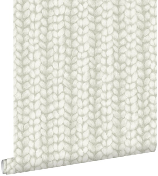 ESTAhome Tapete grob gestricktes Muster Hellgrau - 53 cm x 10.05 m - 148341