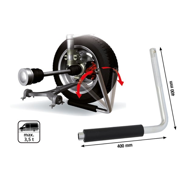 Drehmomentverstärker mit einer maximalen Belastbarkeit von 3,5 Tonnen und einer Länge von 400 Millimeter.