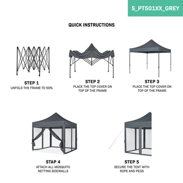 VONROC Pavillon 3x3m wasserdicht stabil - Partyzelt EasyUp System [3Min Aufbau] Popup Faltpavillon modular erweiterbar als Festival Zelt, Gartenpavillon