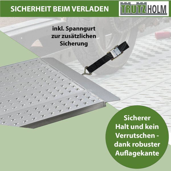 TRUTZHOLM 1 x Alu Auffahrrampe 200 x 70 cm Traglast 540 kg grau starr perforiert Verladerampe