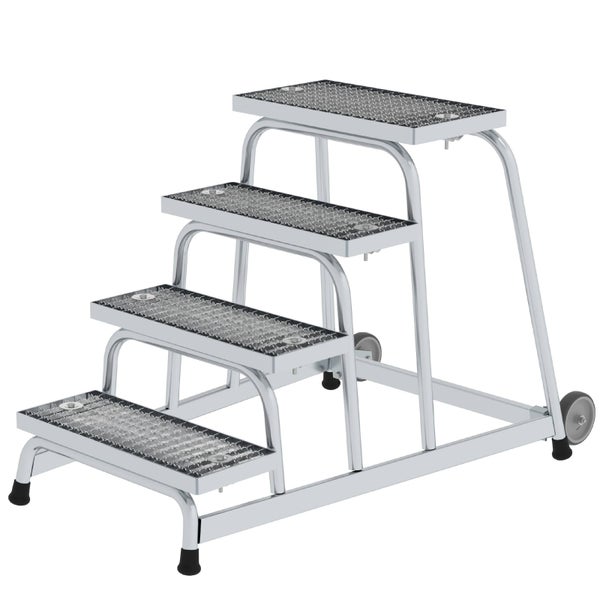 Rolltritt mit vier Stufen und geriffelter Oberfläche