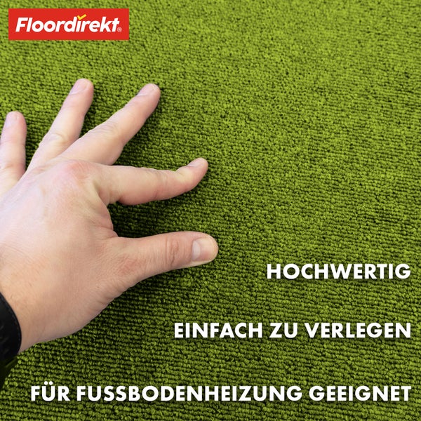 FLOORDIREKT Teppichfliese Moscow - Selbstliegend - 50 x 50 cm - Grün