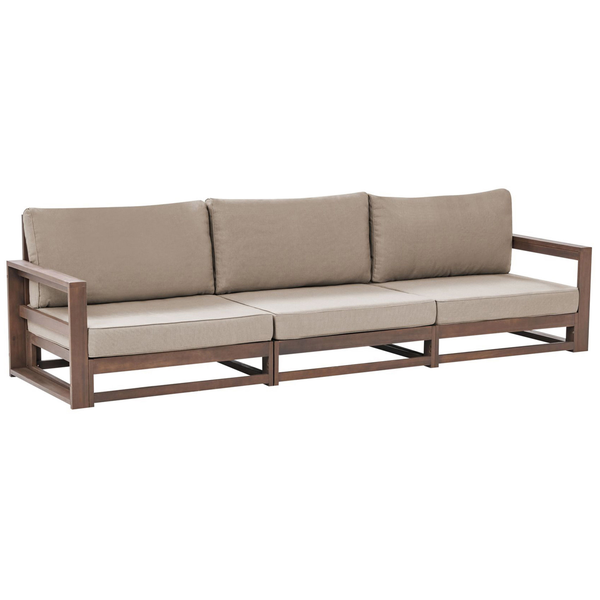Gartensofa 3-Sitzer TIMOR modular zertifiziertes Akazienholz Dunkelbraun