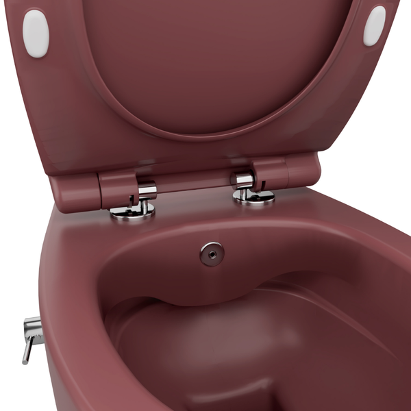 Isvea WC Toilet Badezimmer Wand-WC mit Dusch-WC Bordeauxrot mit Softclose-Sitz