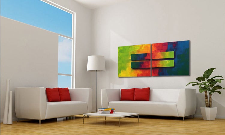 Das moderne Bild -Colored Boxes- 200x80x2 cm handgemaltes Unikat