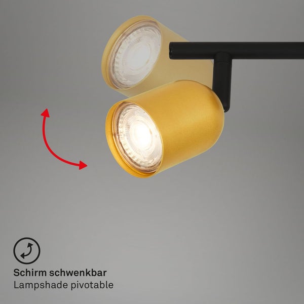 BRILONER Deckenleuchte, Schwenkbar, GU10 Fassung, schwarz-gold, 70,5 x 8 x 11 cm