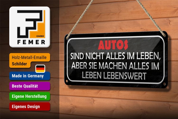 Blechschild Spruch 27x10cm Autos nicht alles im Leben aber Dekoration