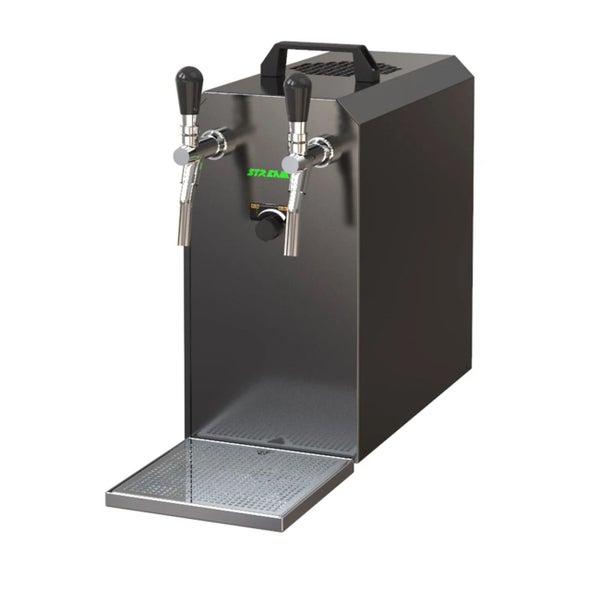 Bierzapfanlage mit zwei Hähnen und Tropfschale